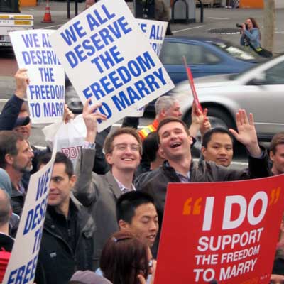 Sean and Steve marching for marriage equality